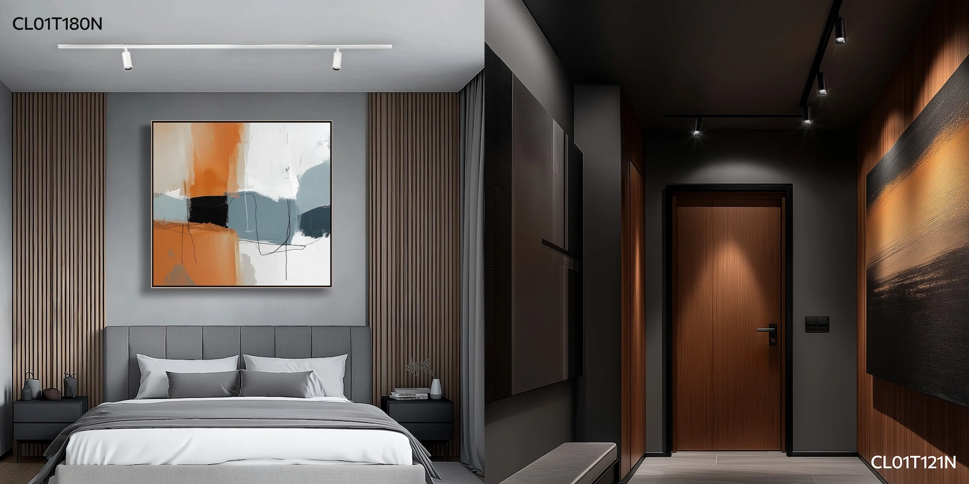 Трековые светильники в спальне и в коридоре Трековые светильники в спальне и в коридоре