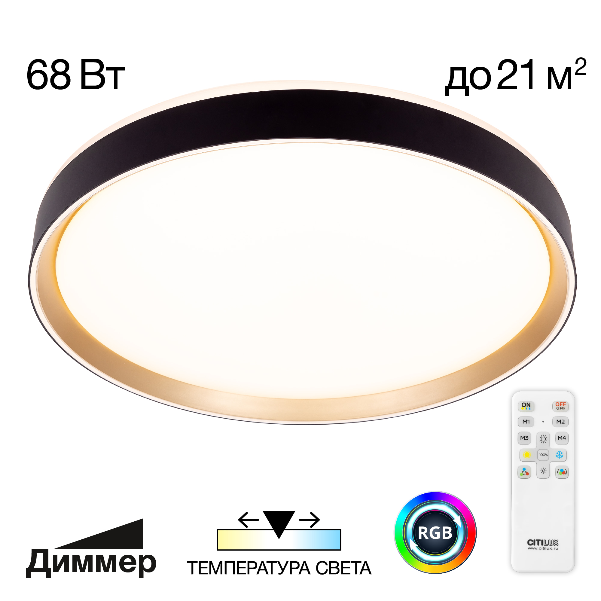 Citilux BOSS CL751451G LED RGB Светильник с пультом Чёрный с Золотом -  Citilux.ru