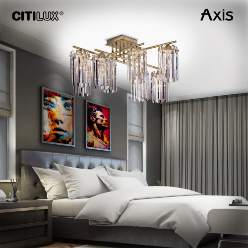 Citilux AXIS CL313283 Люстра хрустальная потолочная Бронза фото 11