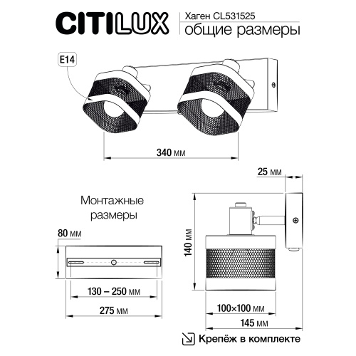 Citilux Хаген CL531525 Спот с выключателем Чёрный фото 8