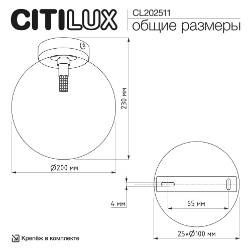 Citilux ORTON CL202511 Светильник Дымчатый фото 10