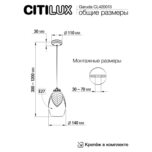 Citilux Garuda CL420013 Подвесной светильник Бронза фото 8