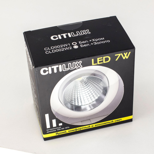 Citilux Бета CLD002W1 Встраиваемый светильник с диммером Белый Хром фото 7
