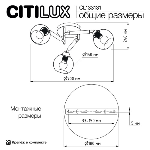 Citilux TIKA CL133131 Люстра поворотная Чёрная фото 15